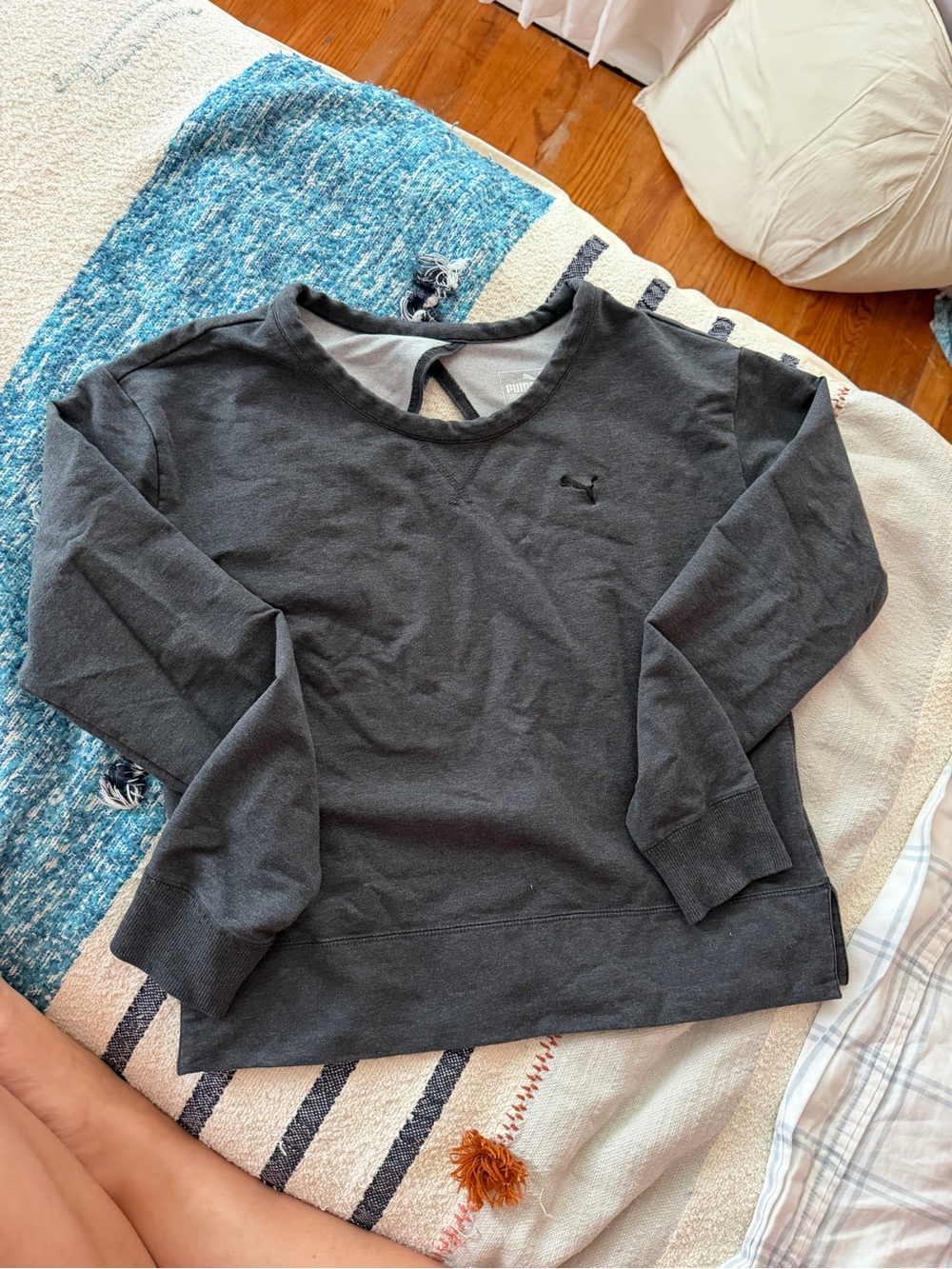 Puma Charcoal Gray Pullover Sweatshirt with Embroidered Logo